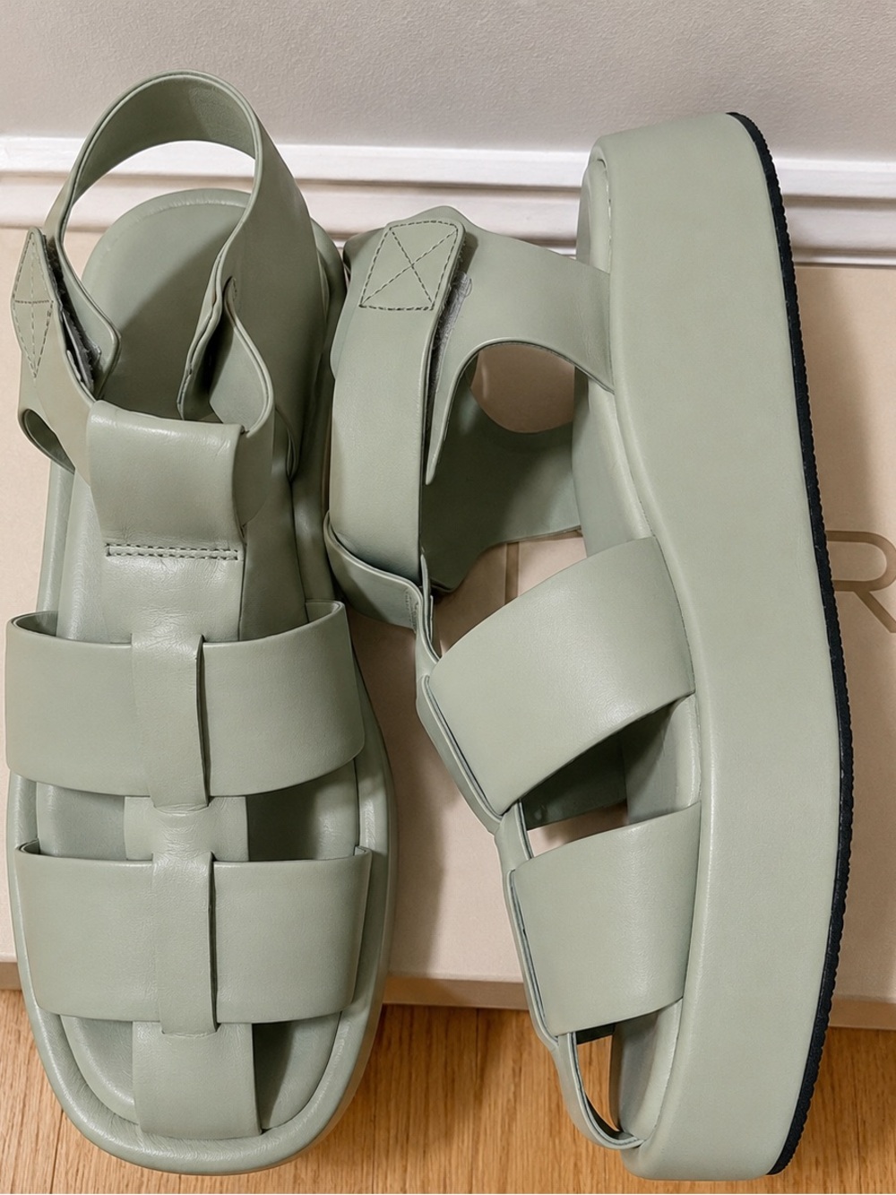 Pilcro Platform Fisherman Leather Green Women's Sandals - Picture 8 of 9